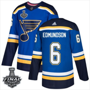 Joel Edmundson Blues Royal Heim Blau 2019 Stanley Cup Final Stitched